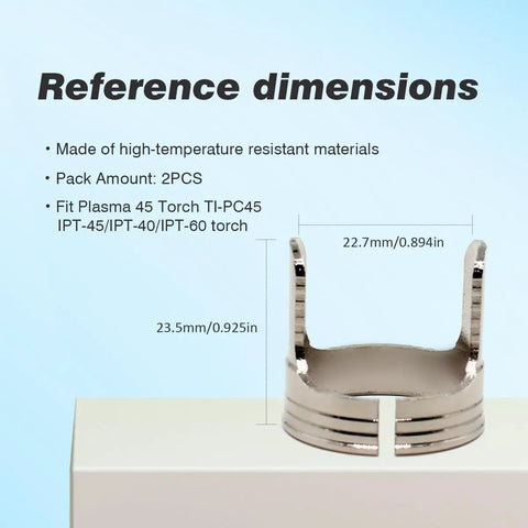 Double Pointed Plasma Torch Spacer 60432 For 45A Harbor Freight Titanium Plasma Cutter, product dimensions displayed