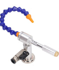 Cold Air Drying Gun with flexible tube, aluminum alloy body, 7 Bar 520 BTU system, Pro Grade 08, magnetic base in side view.