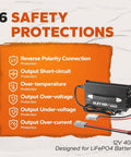 14.6V 40A Lithium Battery Charger For LiFePO4 12V Batteries Mountable With Handle And LED Indicator with safety features