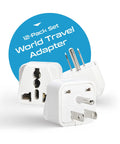 Universal Travel Plug Adapter Set With Types A Through M Plugs, 12 Pack, compact adapters in white with various plug types visible