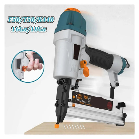 Lightweight Pneumatic Brad Nailer Featuring Adjustable Depth Control And Ergonomic Grip Slick Operation For Carpentry Upholstery And Fine Finish Work Reliable Air Nail Gun That Knocks Out Projects Like A Champ