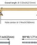 10 Pack Gold Cabinet Pulls Six And A Quarter Inch Brushed Gold Drawer Handles For Dresser Bathroom And Kitchen dimensions chart