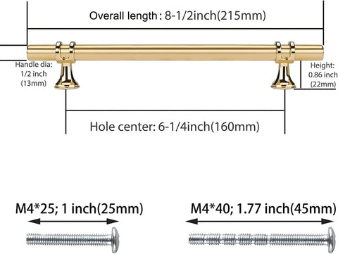 10 Pack Gold Cabinet Pulls Six And A Quarter Inch Brushed Gold Drawer Handles For Dresser Bathroom And Kitchen dimensions chart