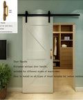 European Style Barn Door Handle Antique Metal Pull For Sliding Doors And Cabinets installed on a white sliding door