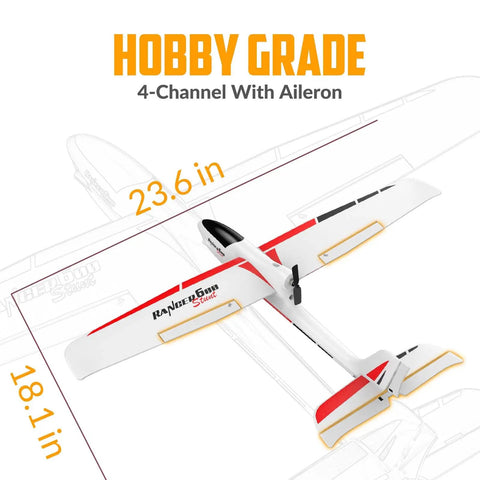 RC Glider Plane 4Ch With 6 Axis Gyro For Beginners, 3 Flight Modes And Aerobatics, 2.4G Remote Control Plane For Adults, Large 23.6 By 18.1 Inch White RC Airplane, Stable Fly With Easy Step By Step Learning Curve