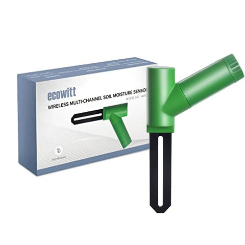 Wh51 Compatible Wireless Soil Moisture Sensor Accessory For Smart Garden Setup displayed with packaging, green probe design