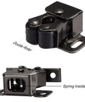 4 Pack Cabinet Latch Double Roller Catch Hardware For Cupboard Closet Kitchen Doors, Black Nickel Finish, Nylon Rollers detail view