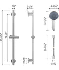 Dimensions of Adjustable Shower Head With Slide Bar And Extra Long Hose For Easy Rinsing 5 Function Handheld Shower Head With Wall Mount
