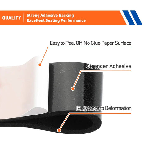Kickass Black Adhesive Foam Tape For Door And Window Draft Sealing With Solid Grip Weatherstrip Rolls One Half Inch By Quarter Inch 2 Pack showing strong adhesive backing.