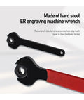 Heavy Duty ER11 A Type Collet Chuck Holder With Spindle Nut Wrench For CNC Milling Machine And Lathe Tools showing hard steel wrench with non-slip design.