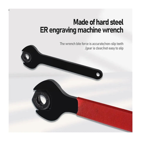 Heavy Duty ER11 A Type Collet Chuck Holder With Spindle Nut Wrench For CNC Milling Machine And Lathe Tools showing hard steel wrench with non-slip design.