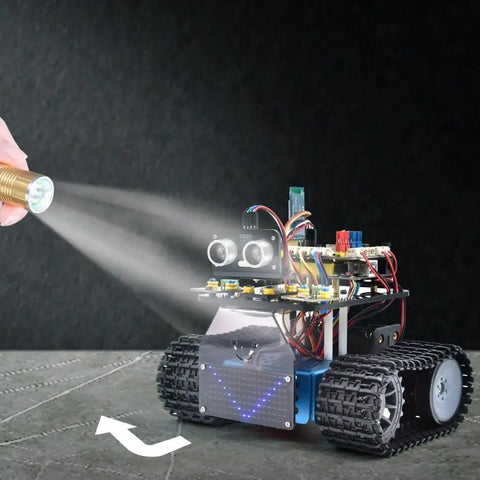 Mini Smart Tank Robot Kit V3.0 Programmable STEM Car For Arduino And Mixly, line-tracking tank robot with metal wheels