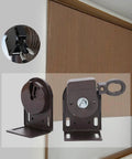 Outdoor Indoor Universal Cordless Mounting Brackets Aluminum Alloy Hardware For Sunshades And Roller Crank Kits No Fuss DIY Friendly Setup Fits Garden Patio Porch Backyard Brown Finish shown installed on window