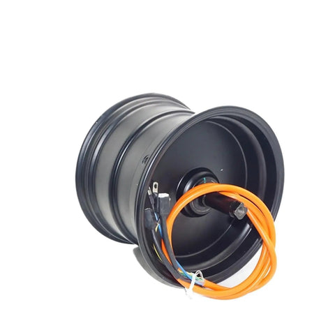 Heavy Duty 10X7 Inch Brushless Dc Hub Motor For Rear Electric Car Drivetrain 2000 Watt Bldc Swap Replacement showing black aluminum body and wires.