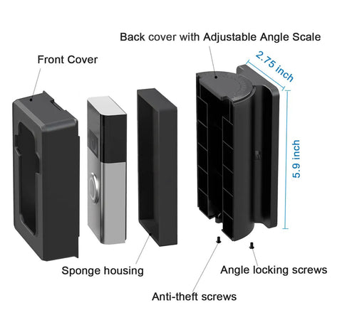 Anti Theft Video Doorbell Corner Mount With Adjustable Angle And Secure Mounting Bracket for Doorbell Covers components