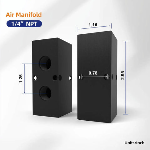 Built To Last Heavy Duty Aluminum Air Manifold One Quarter Inch NPT Inline Output For Air Compressor Two Way Four Port