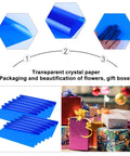 20 Pieces Transparent Candy Color Floral Wrapping Paper Blue Bouquet Packaging For Gift Wrapping And DIY Crafts, shown with gifts