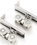 Rock Solid 4 Pack Zinc Alloy Sliding Door Rollers Heavy Duty Double Wheel Pulleys, zinc alloy wheels and brackets for smooth operation.