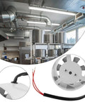 Pro Level 100mm Inline Duct Fan Whispers Silently While Pulling Smoke Directly Out From Kitchen Or Shop Grease Fume Ventilation Unit showing location with steel ducting.