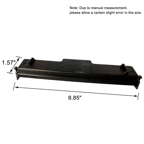 Cabin Air Filter Access Door Replacement for Ram 1500 2500 3500 4500 5500 black plastic OE style fit with dimensions shown