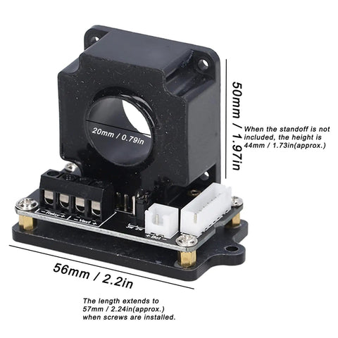 Voltage Meter With Auto Identification And Bidirectional Current Detection, Vivid Color LCD Screen, connector view, dimensions shown