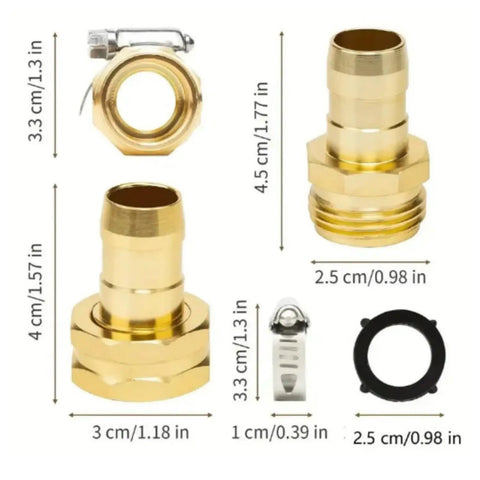 Heavy Duty Garden Hose Repair Connector Set With Clamps Aluminum Quick Connect Fittings For Three Quarter Inch And Five Eighth Inch Hoses