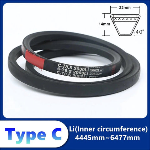 Type C Rubber Conveyor Belt For Power Transmission Drive V Belt 5861mm Long Heavy Duty Industrial Machinery Agriculture Compatible Durable High Performance Belt System Workhorse, black rubber V-belt