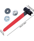 Double Head Four Claw Spanner For Angle Grinder Quick Disc Change, Hex Socket End, with red handle and components shown