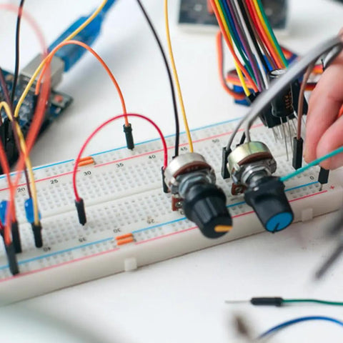 Dope Prototyping Breadboard Kit With Four Boards And 130 Jumper Wires ABS Plastic With Tin Plated Contacts in use