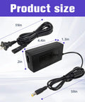 12V 2A DC Power Adapter For Roland FP 10 And PSB 5U Digital Piano Replacement with cable dimensions shown