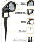 Detailed view of 12W RGB Low Voltage Landscape Lights Kit with dimmable color changing outdoor spotlights and waterproof design.