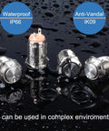 Two Pack 12mm Momentary Metal Waterproof Push Button Switch With Raised Head Half Inch Mounting Hole Pre Soldered Cable 250V 2A 1NO Built For Rugged Use For DIYers Outdoor Installations on wet surface showing waterproof and anti-vandal features.