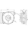Technical diagram of Retractable 3/8 Inch Air Hose Reel With 50 Foot PVC Hose, Heavy Duty Polypropylene Construction, 300 PSI Max.