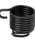 Close-up of a coiled black spring, part of the 2 Pack Air Hammer Retaining Springs Pro Grade Carbon Steel Replacement Spring For Heavy Duty Pneumatic Hammers 9505 Series Durable Steel Construction For Quick Fit And Long Lasting Performance On Tough Jobs.