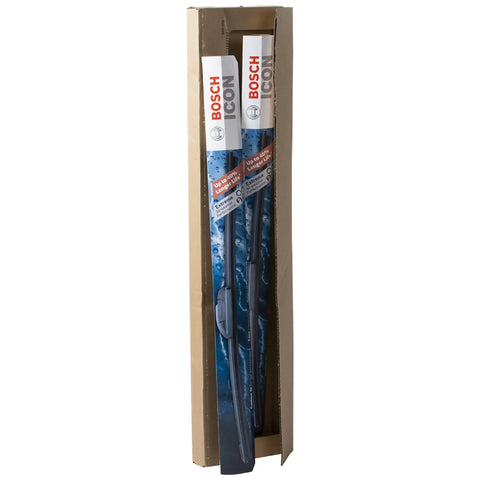 Boxed Icon Beam Wiper Blades Set of 2 for Driver and Passenger Side, 24A and 19A, with Dual Rubber Technology for heat resistance
