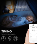 Image of 2 Gang Glass Panel WiFi Smart Light Switch With Touch Control in a nursery with remote app schedule on a smartphone.