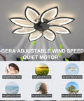 35 Inch Bladeless Ceiling Fan With Lights And Remote, Modern Low Profile Flush Mount LED Ceiling Fan, flower shape, six speeds