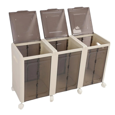 Rock Solid Stackable Storage Bins With Slick Roller Wheels And Safe Brakes, Foldable Plastic Containers Featuring Clear Sliding Doors For No Sweat Home Organization, Zero Hassle Collapsible Boxes For Clothes And Toys, 3 Tier