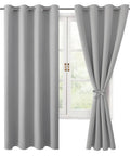 Silver grey blackout curtains for bedroom 52 by 63 inches no drill required thermal insulated light blocking window panels with sewn in tiebacks