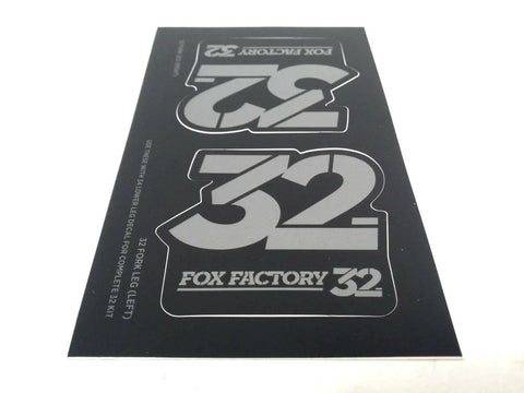 Heritage Fork And Shock Decal Kit Stealth Vinyl Finish for motorcycles and dirt bikes showcasing FOX Factory 32 decal design.