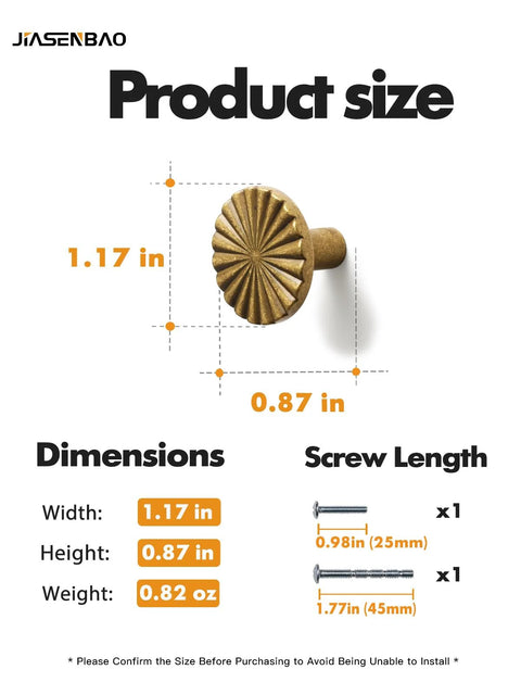 Dimensions of Antique Brass Cabinet Knobs 10 Pack Vintage Flat Drawer Pulls with width 1.17 in and projection 0.87 in