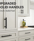 Kitchen cabinets with installed 15 Pack Black Cabinet Handles 5 Inch Stainless Steel Drawer Pulls With Precise Hole Spacing And Included Screws