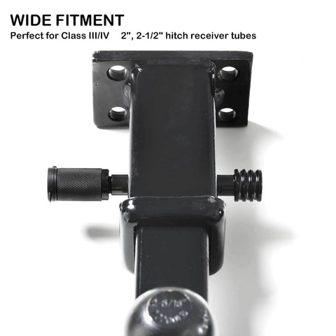 Heavy Duty Trailer Hitch Lock 5/8 Inch Pin, 4 Inch Extra Long Receiver Pin For Class III And IV Hitches, Perfect For Truckin Trailers Boats Bike Racks Tow Ropes And Accessories, Easy Locking Pin For Safe Secure Haulin shown installed on hitch receiver