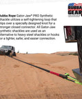 Vehicle towing with Gator-Jaw PRO Synthetic Shackle 7/16 Diameter 6 Inch Bow Width, pulling a vehicle in desert terrain.