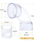 4 Inch ID 90 Degree Dust Collection Elbow With Built In Coupler And Bonus Splice For 4 Inch ID Dust Hose Connector Clear in side view