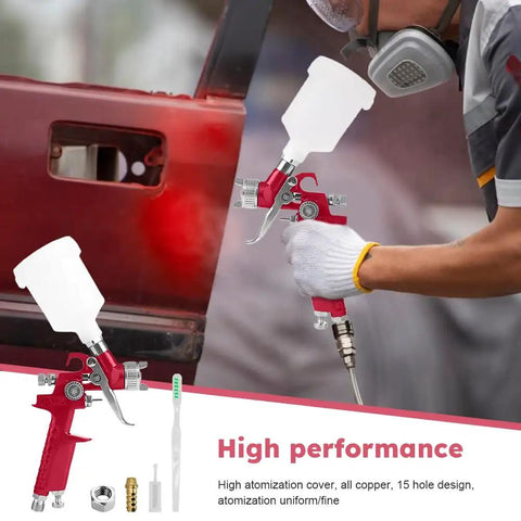Heavy Duty Air Spray Gun With A Snazzy 600Cc Cup And Precise 1.5Mm Tip in action painting a car door.