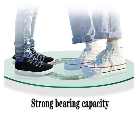 Two people standing on Heavy Duty Table Bearing Lazy Susan Turntable Swivel Base 360 Degree Rotating Plate For Kitchen Dining Aluminum Alloy