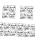 Heavy Duty Furniture Leg Mounting Plates For Table And Sofa Connector Hardware With Quick Install Screws Built Tough No Sweat Setup Durable Steel Bracket Kit For Cabinets And Chairs 20 Pack, top view of twenty steel plates.