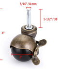 2 Inch Ball Caster With Grip Neck Stem And Brake Sockets For Furniture Set Of Four Vintage Swivel Caster Wheels For Ottoman And Coffee Table Heavy Duty Plastic And Steel Construction Each Caster Supports Up To 88 Lbs Stem Mount Five Sixteenths Inch By
