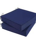 Blue Outdoor Chair Cushions Set Of 2 22x22x4 Waterproof Patio Cushions With Ties And Handle